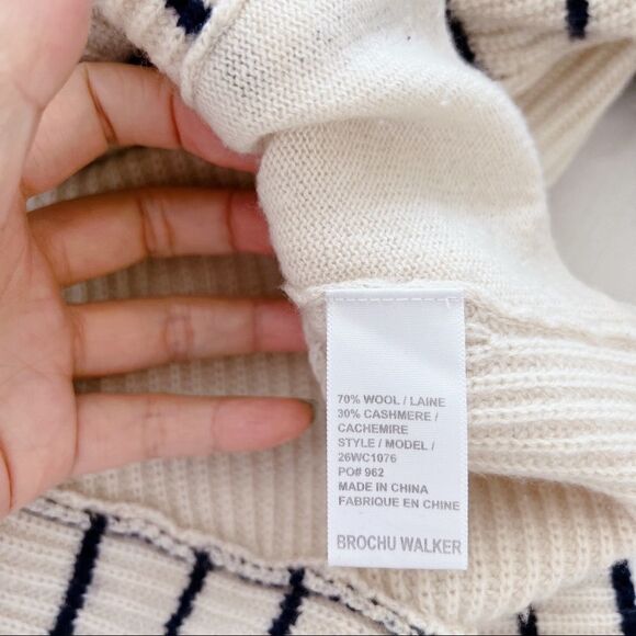 Brochu Walker Reir Striped wool cashmere Sweater Beige Size S - Picture 7 of 8